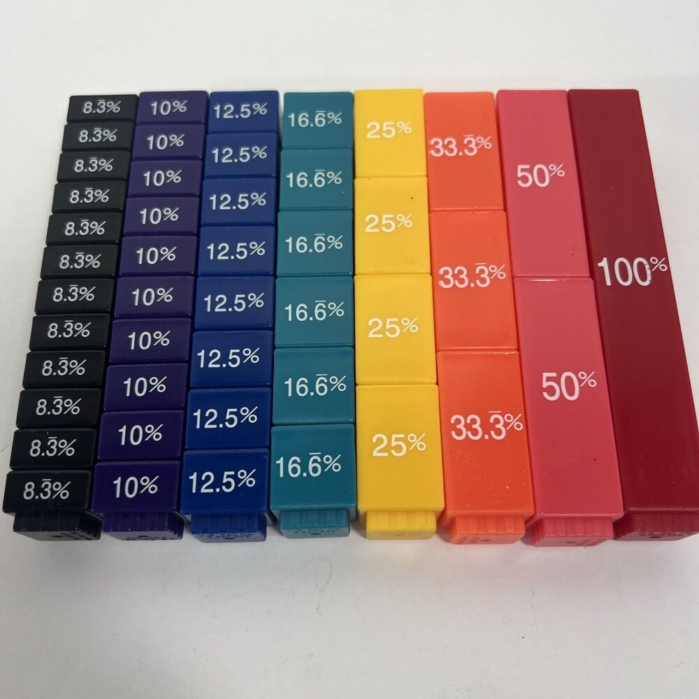 Hand2mind Plastic Rainbow Fraction Tiles - Math Manipulative Set